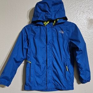 The North Face Kids Raincoat in Blue with Yellow Highlights